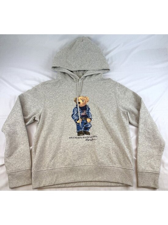 Polo Ralph Lauren Tops - Polo Ralph Lauren Women’s Polo Bear Hoodie Gray Size L Fits S/M 20” Pit to Pit